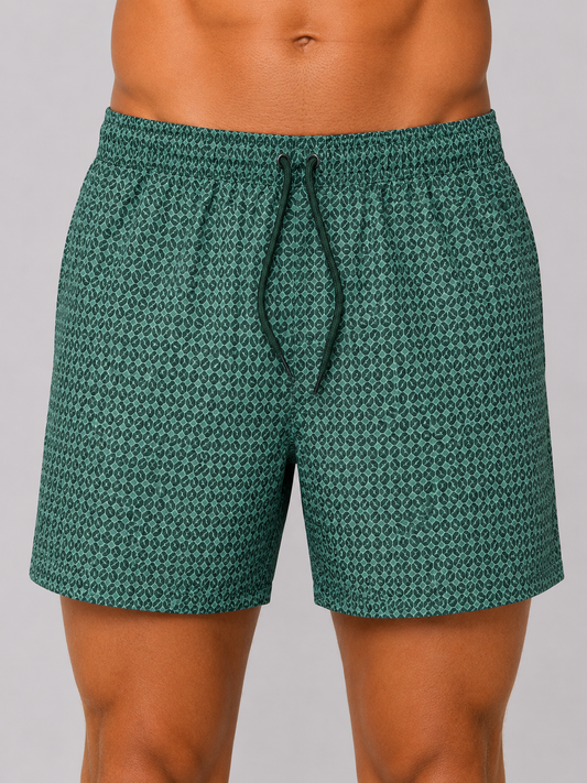 Aztec Swim Shorts - Green/Black