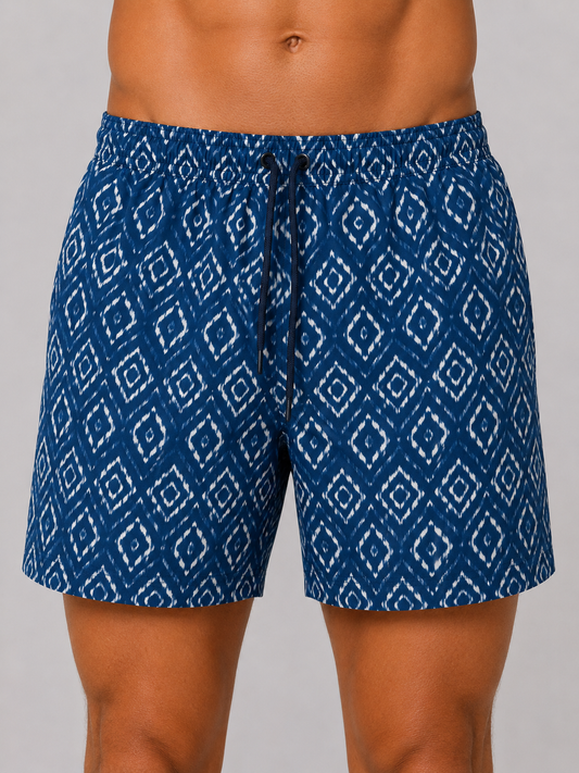 Aztec Swim Shorts - Navy/White