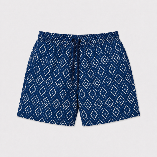 Aztec Swim Shorts - Navy/White